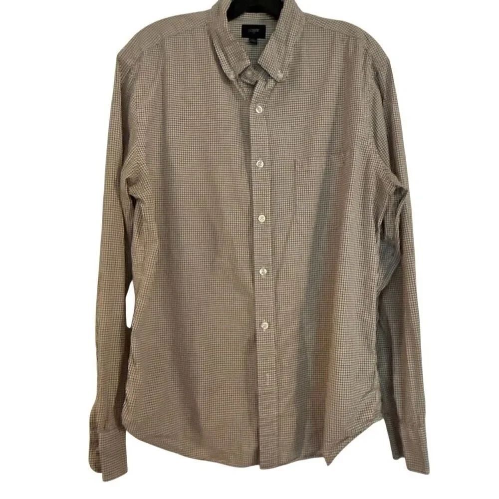 J.crew burgundy checked cotton button down shirt large